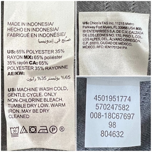 Chico’s Solid Textured Top Long Sleeve Gray M Medium 570247582 - Picture 5 of 13